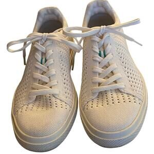 Rothy's "The RS02 Sneaker" Courtside, Cream/Green, Unisex, W-7.5 / M-6, Knit